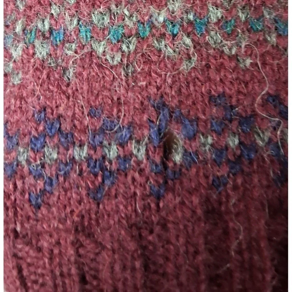 Nordstrom Mens Sweater S Red Fair Isle Made In Scotland 100% Wool Vest VTG Cabin